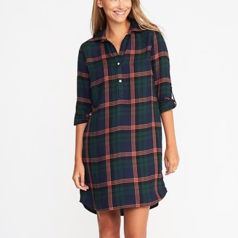 Old Navy, Plaid Pullover Shirt Dress for Women Size M